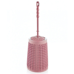 Длинный Ёршик для туалета вязаный узор пепельно-розовый