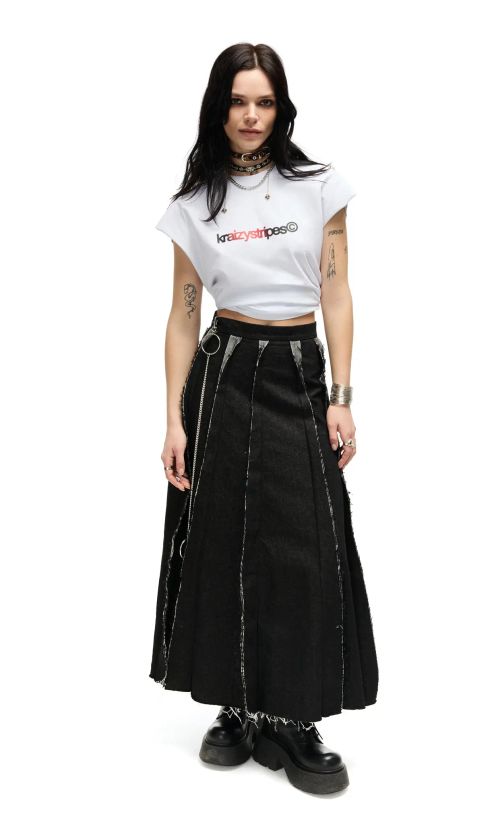 Юбка Kraizy Stripes Макси из джинсы черная