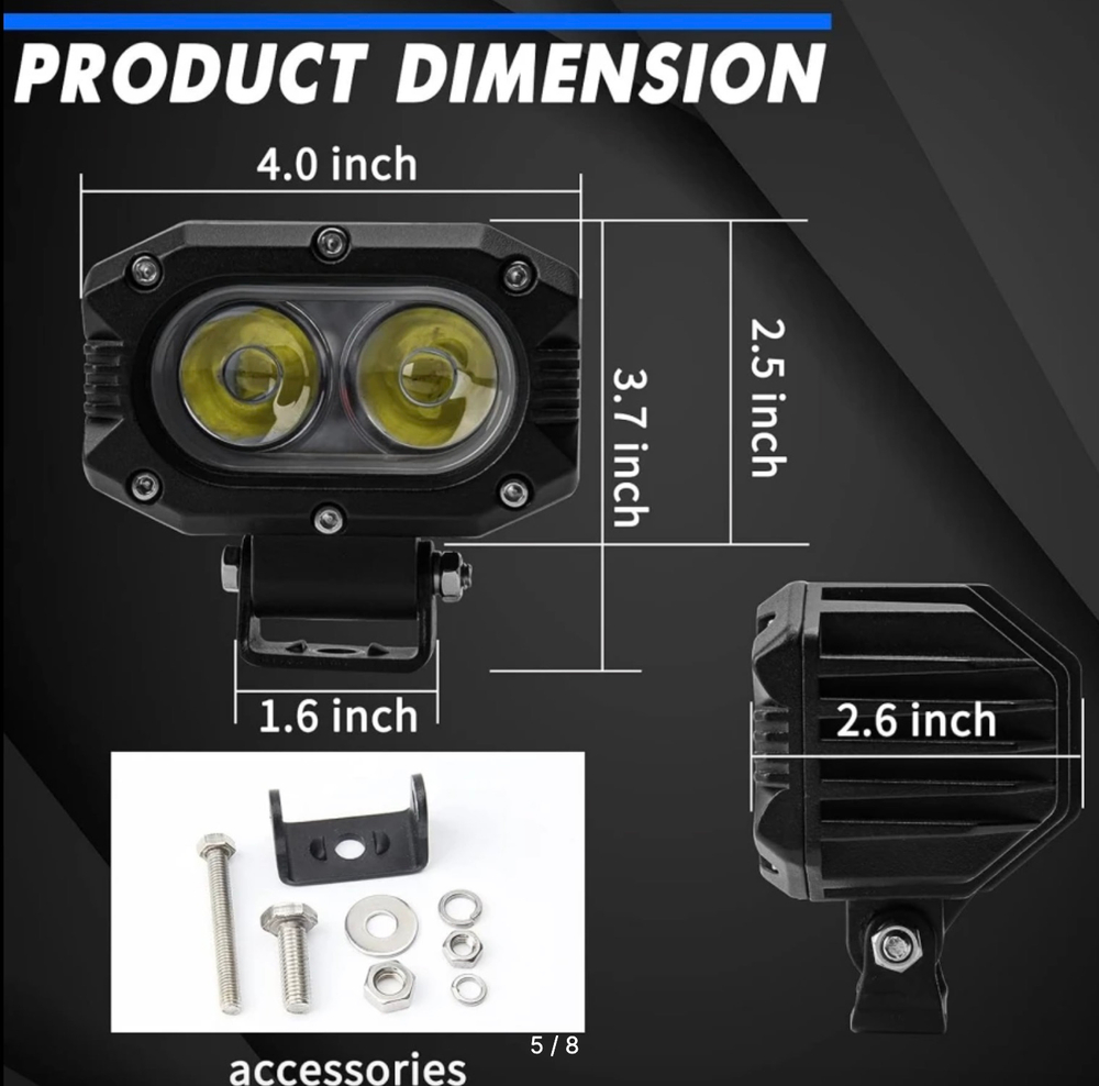 20W Б. Желтый / Светодиодная фара с линзой, двух режимная, белый + желтый, серия: Аврора, TG (за 1 шт.)