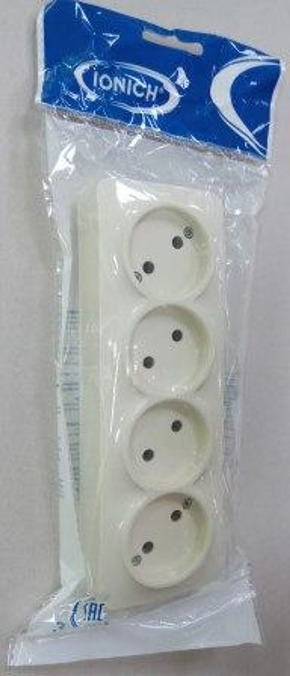 Розетка четырехместная серия "IONICH", б/з, о/у, 16А, 220В, "слоновая кость" (ivory) (еврослот) (HU1