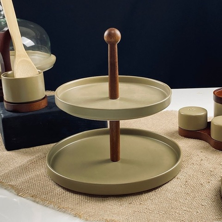 Lenardi 235-129 Двухъярусная этажерка 26/21,5см TROPICAL в под.уп.(х12)Фарфор