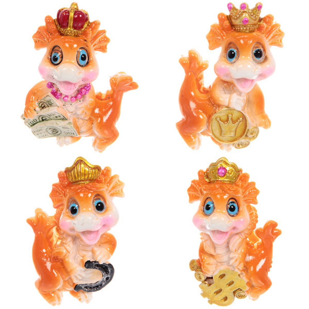 Магнит «Дракоша в короне» 6,5*5 см, микс