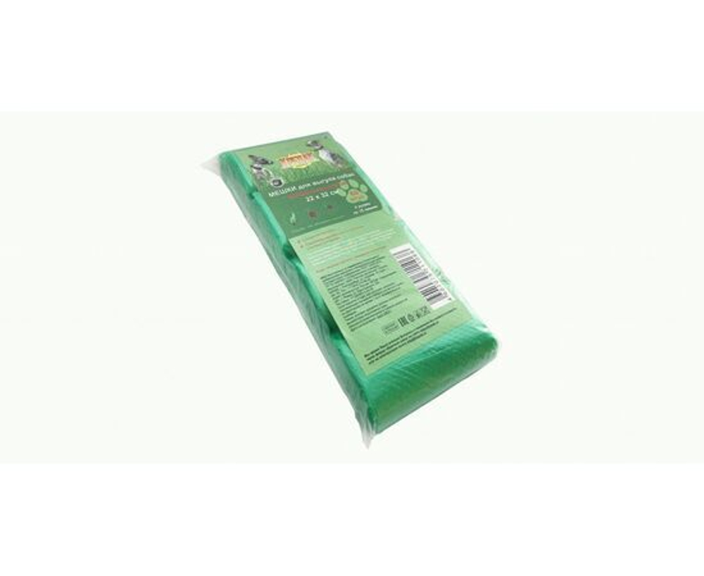 Пакеты для выгула собак биоразлагаемые, 60 шт, Крепак, 10 мкм / Мешки для уборки за домашними животными, 4 рулона по 15 пакетов, зеленые
