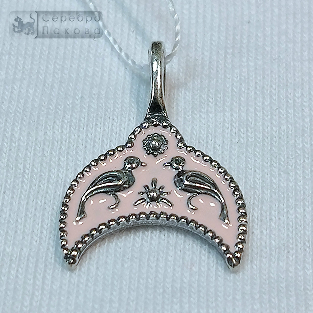 Подвеска "Лунница с птичками" горячая эмаль мал.