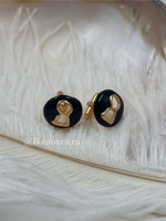 Запонки "Замочная скважина" черная эмаль Скиап. (пара)