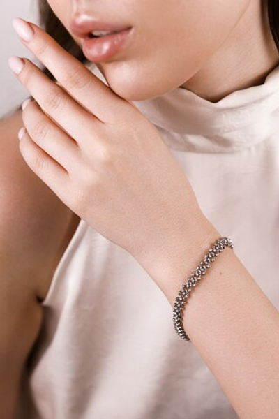 Массивный браслет с шарами и алмазными гранями