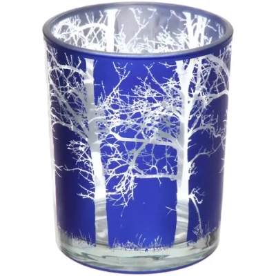 Подсвечник «Зимний лес» 10*12,5 см, Синий