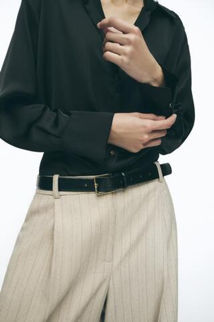 ZARA АТЛАСНАЯ РУБАШКА, ЧЕРНЫЙ
