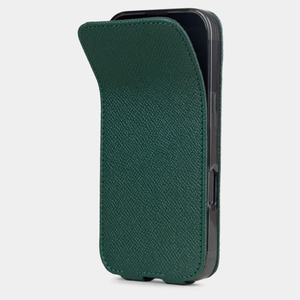 Чехол iPhone 16 Pro Max натуральная кожа сафьяно, зеленого цвета