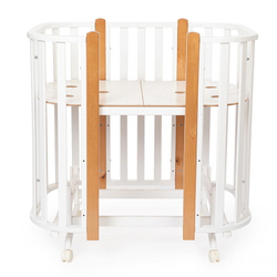 Кроватка-трансформер Vikalex Сканди маятник на колёсах белый/серый