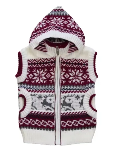 Жилет вязаный на молнии с капюшоном