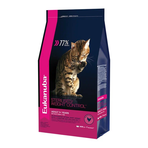 Сухой корм Eukanuba Adult Sterilised Weight Сontrol для стерилизованных кошек с избыточным весом