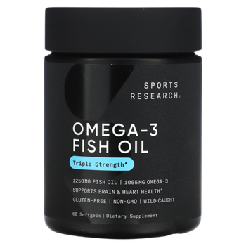 Sports Research Omega-3 Fish Oil, Омега-3 1255 мг, 60 гелевых капсул