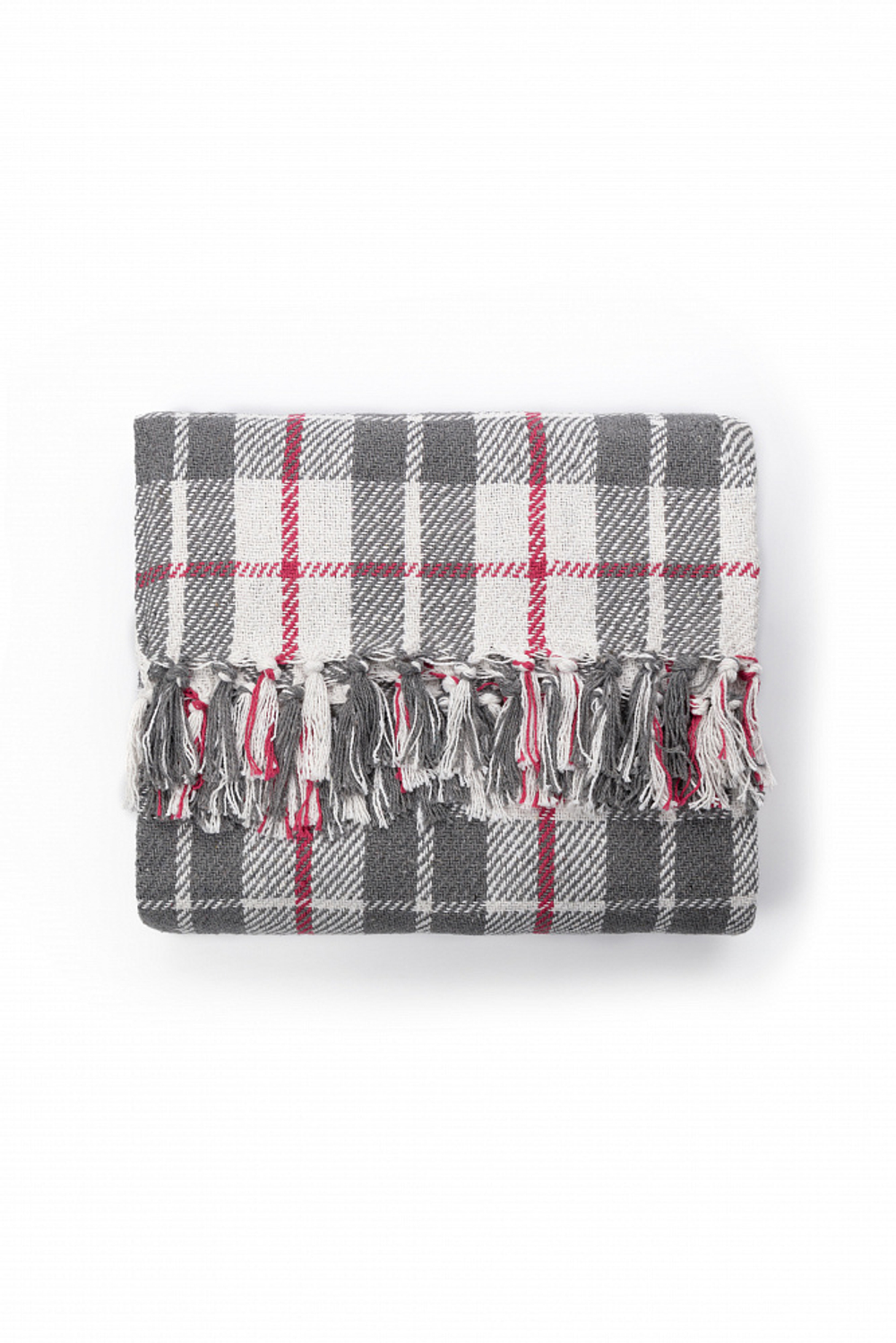 Покрывало DeNASTIA клетка 150x200 хб100% серый/белый Индия