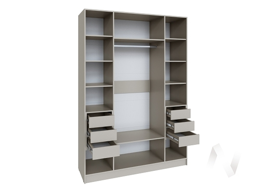 Шкаф Мадрид 1;6 с 6 ящ. внутри без зеркала (кашемир)