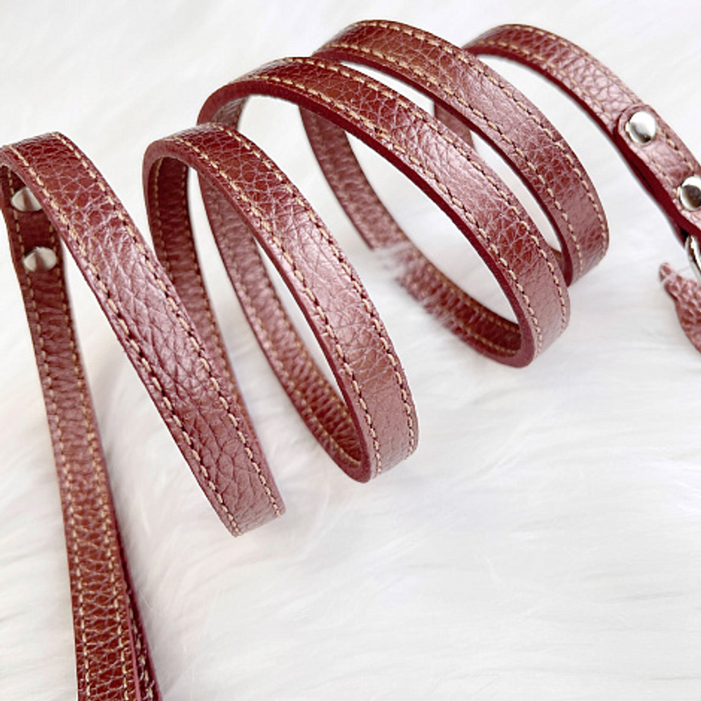 9307 Поводок кожаный "Перламутр" / PREMIUM