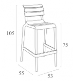Стул пластиковый барный Siesta Contract Helen Bar 75, марсала