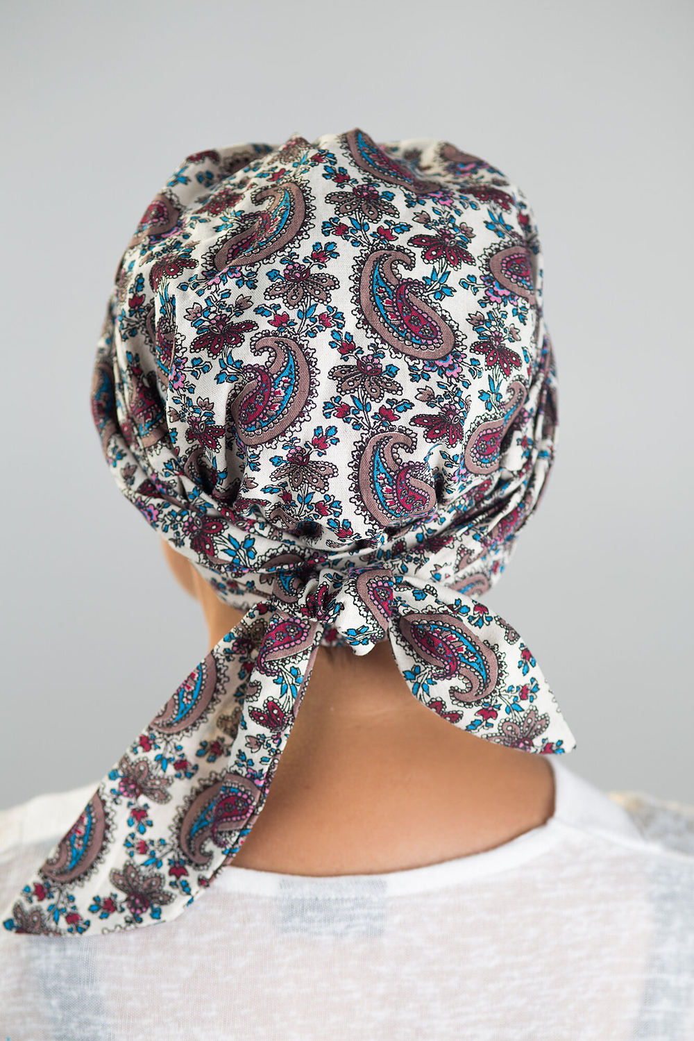 Тюрбан Эмма Лен, шапочка с лентами, сиреневый пейсли