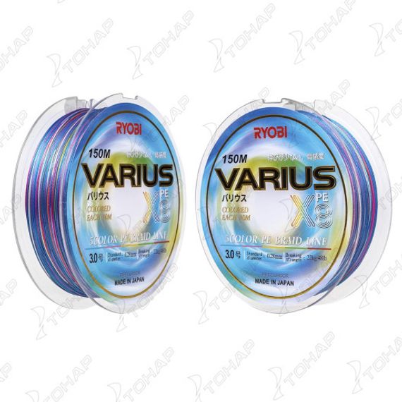 Шнур VARIUS PE8X-150MI 3.0# Multi Colour 0,285мм Ryobi