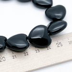 Халцедон черный тонированный бусины, сердце (большое!), размер около 19 мм, цена за набор 4 шт