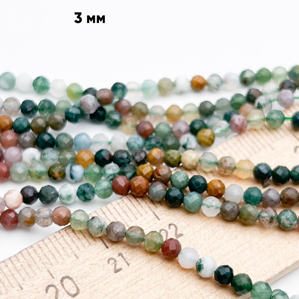 "Индийский агат" граненый бусины (халцедон), диаметр около 3,1-3,3 мм, цена за нить 38 см