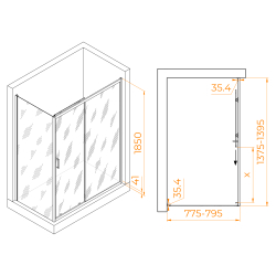 Душевой уголок  RGW PA-145 (Прозрачное, 800x1400)