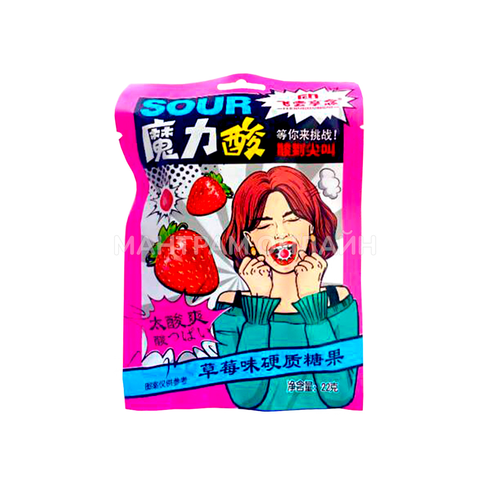 Кислая карамель Feichangxiangnian Magic Sour со вкусом клубники 22 г