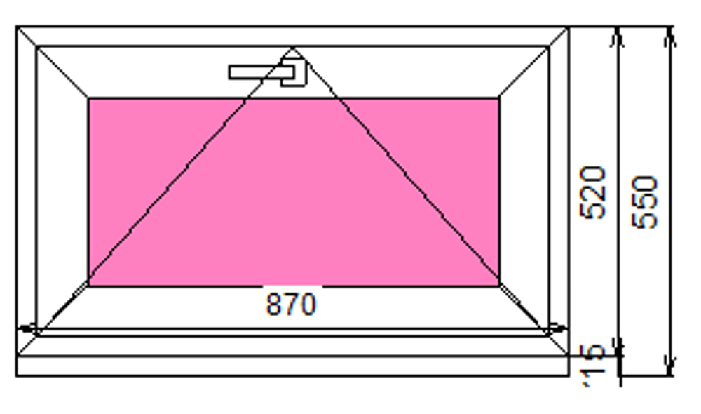 Пластиковое окно 520 х 870 фрамуга (форточка) ТермА Эко