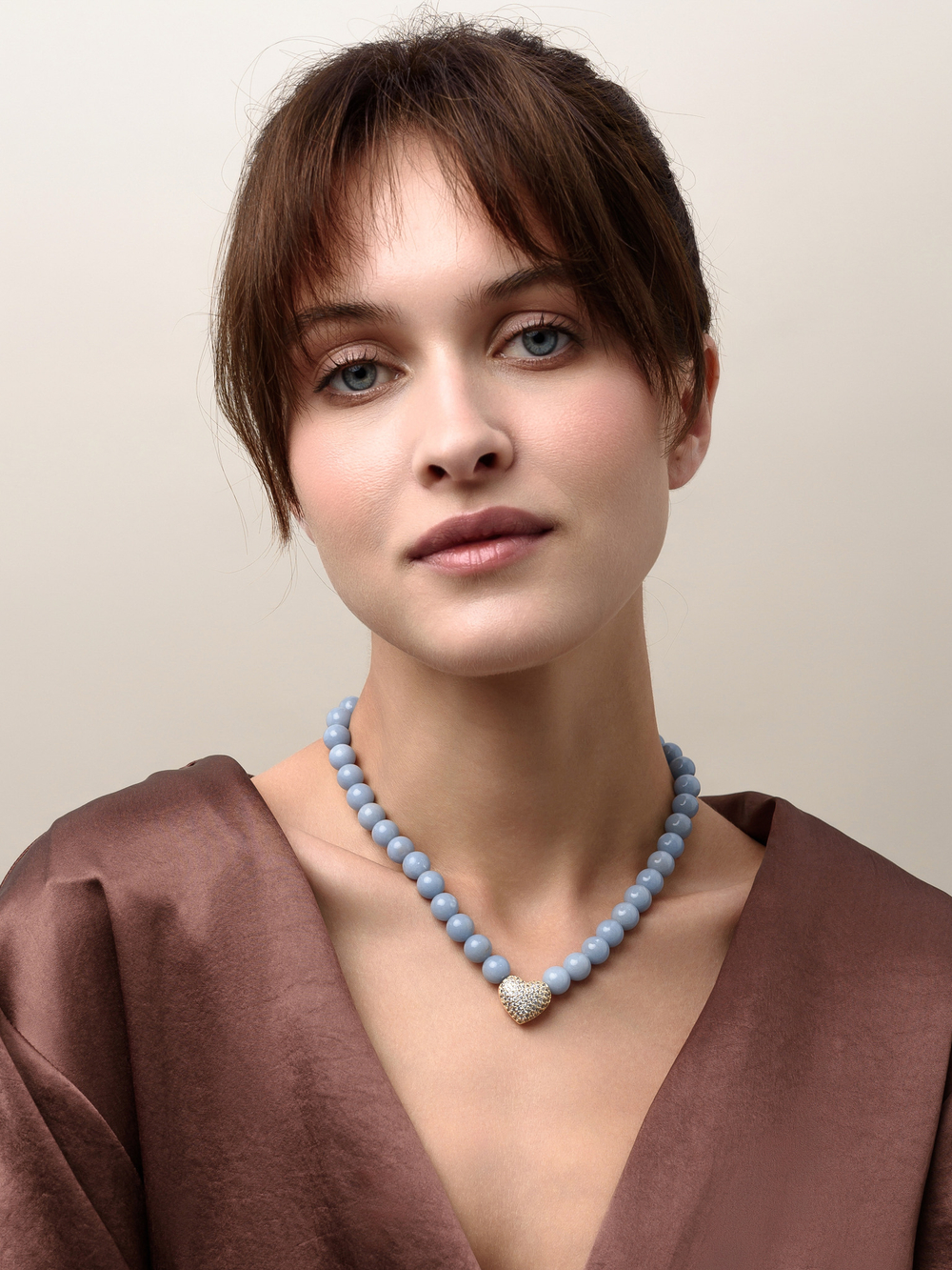 Колье "Autumn Heart Blue" Gold