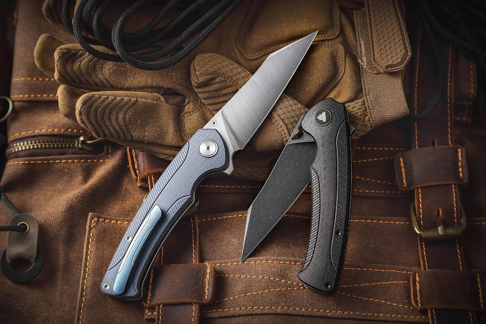 Складной туристический нож TRIVISA Lynx-03B клинок S35VN рукоять G10 и титан (черный-черный)