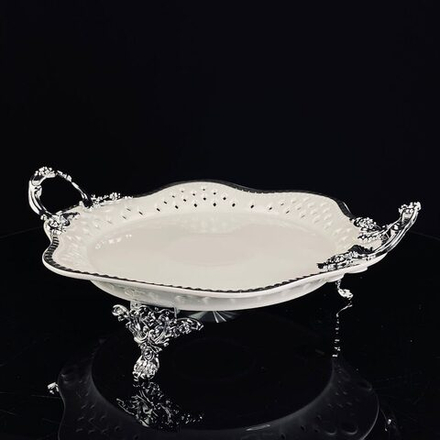 Lenardi 205-915 Блюдо 28см на ножках с ручками ATLANTIS в под.уп.(х8)Фарфор