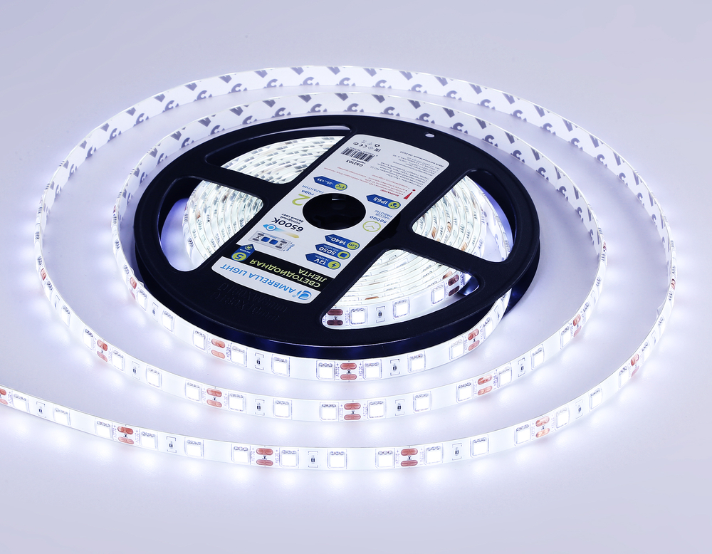 GS2103 5050 60Led/ 14.4W m/ 12V IP65 6500K/ 5000*10*2.87mm (2 конт.)