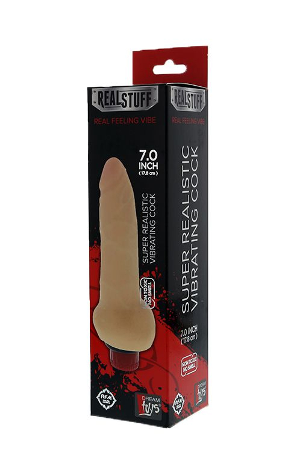 Телесный вибромассажёр-реалистик REALSTUFF REAL FEELING VIBE 7INCH - 17,8 см. (Цвет: телесный)