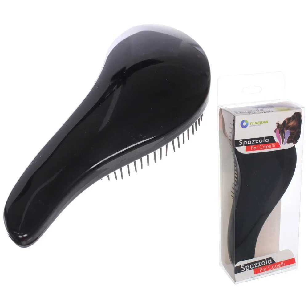 Расческа массажная «Компактная-капля», цвет черный, в коробке, 18см
