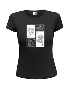 Футболка Цветы сакуры женская приталенная черная с белым рисунком