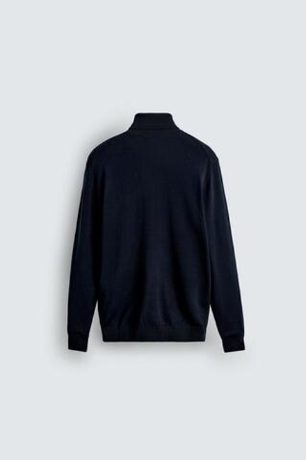 ZARA БАЗОВЫЙ ДЖЕМПЕР С ВЫСОКИМ ВОРОТНИКОМ, МОРСКОЙ СИНИЙ