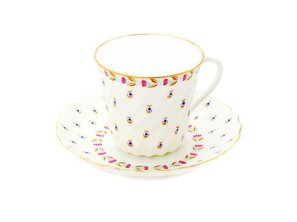 Чашка с блюдцем кофейная ф. Витая рис. Голубые ягодки арт. 81.13975.00.1