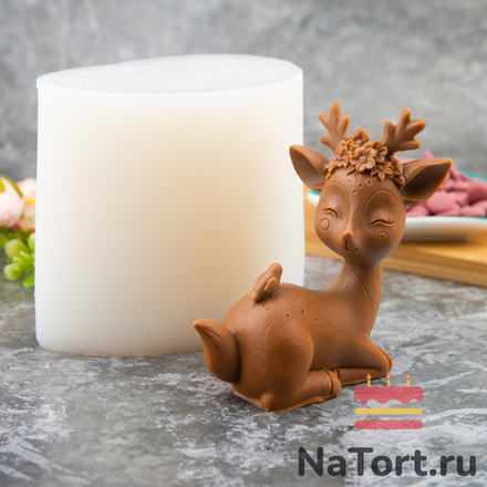 Силиконовый молд 3D «Олень мама с птичкой»