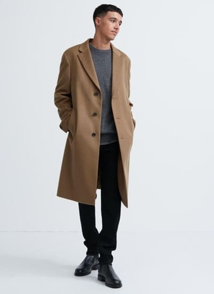 Мужское пальто в клетку (кэмел) С2