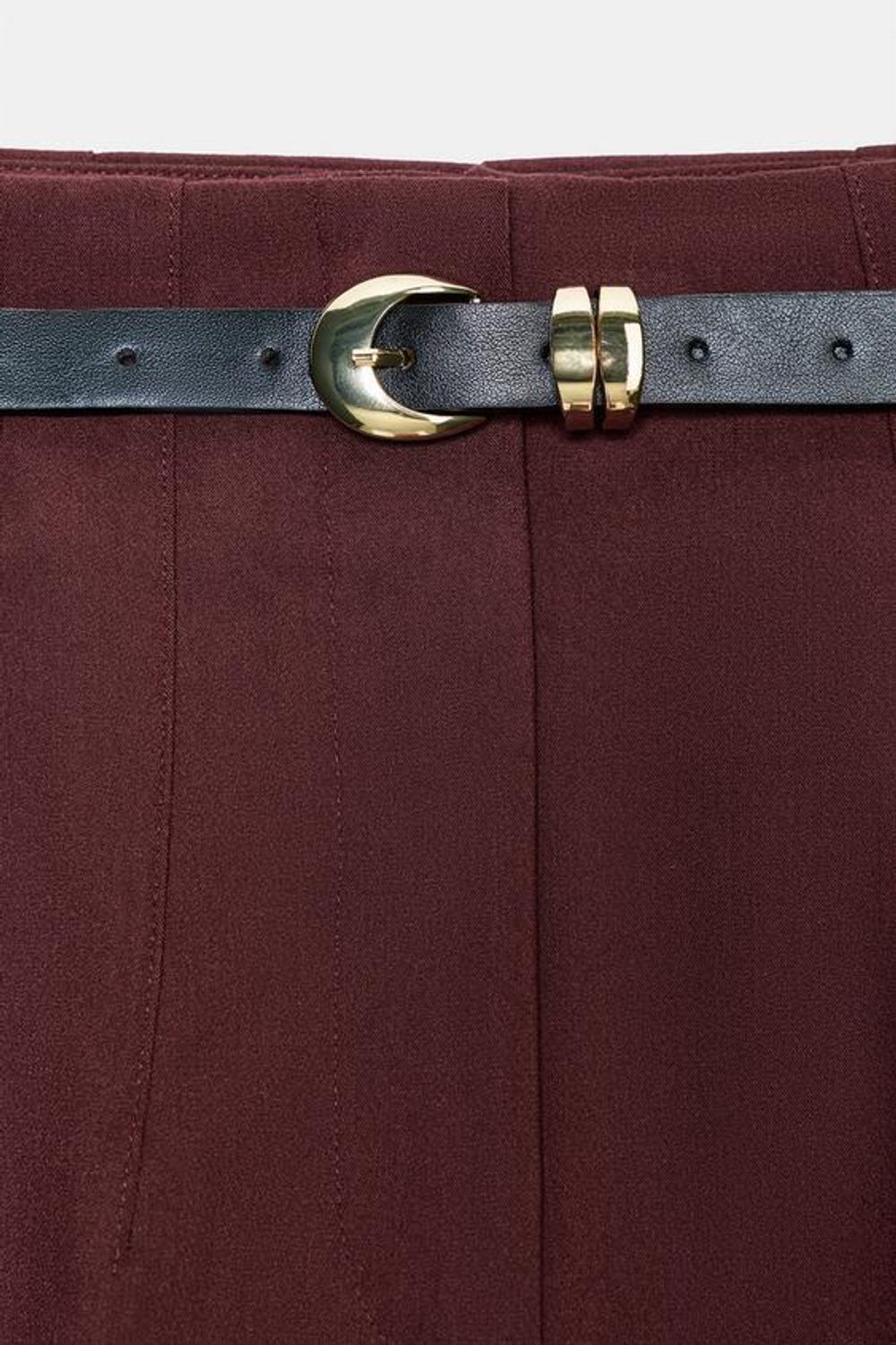 ZARA БРЮКИ С ВЫСОКОЙ ПОСАДКОЙ И РЕМНЕМ, БУРГУНДИ