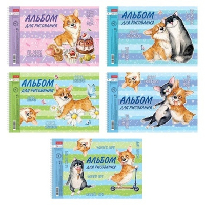 Альбом для рисования, на гребне, Hatber, Из жизни корги, A4, 80 г/м2, 24 л.