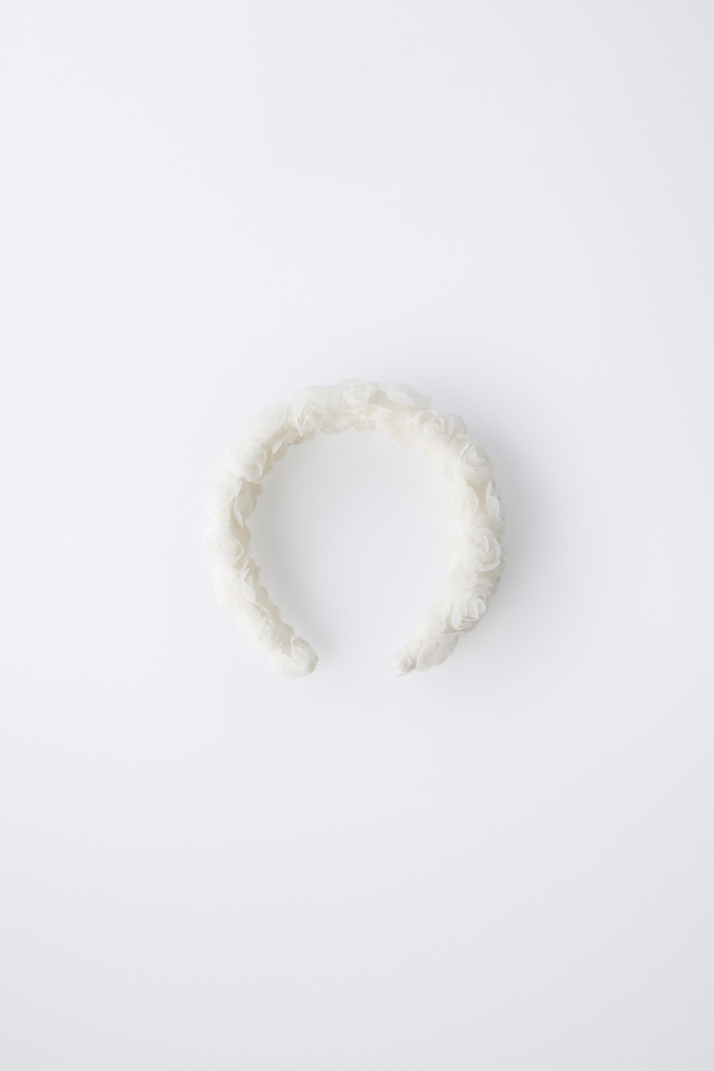 ZARA ОБОДОК С ЦВЕТАМИ, ЭКРЮ