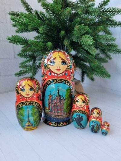 Матрешка Виды города 5мест 15см