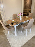 Большой кухонный стол "МАКСИ" дуб вотан и стулья "Сорренто" 4 шт