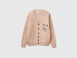 Benetton Кардиган Stranger Things, бежевый меланж