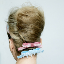 Бант "Стрекоза" розовый с прозрачными шайбами