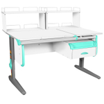 Растущая парта СУТ 25 с задними полками СУТ.15.240 и навесной тумбой (1200×880 мм)