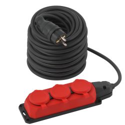 Удлинитель силовой ЭРА UK-3e-3x1,5-40m-IP44(KG) с заземлением 3 розетки каучук 40м КГ 3х1,5мм2 IP44 | Силовые удлинители