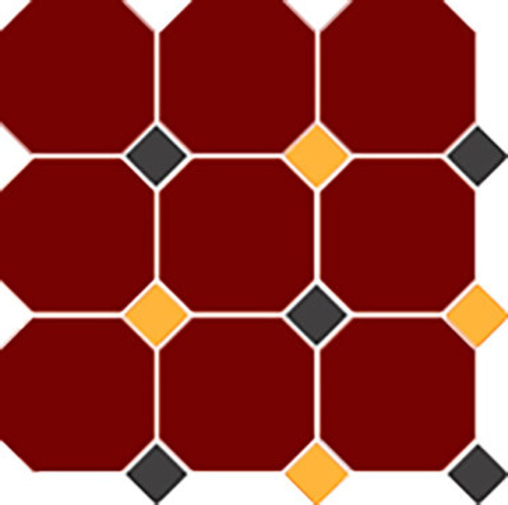 Керамогранит 4420 OCT21+14-B Brick Red OCTAGON 20/Ochre Yellow 21 + Black 14 Dots