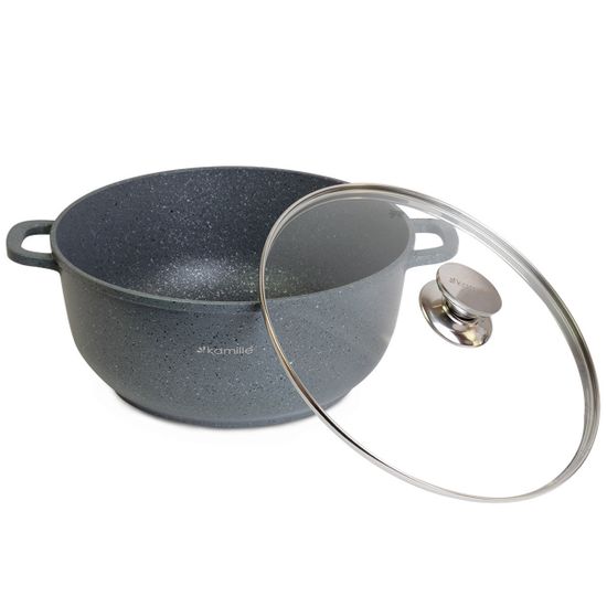 Кастрюля 6,5 л. из литого алюминия Kamille КМ 4426 с мраморным покрытием